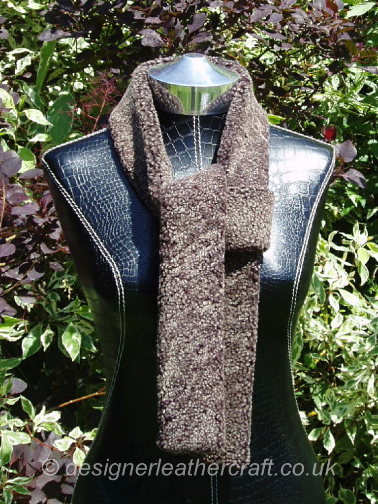 Brown Snowtop Sheepskin Tube Scarf 58 inches long