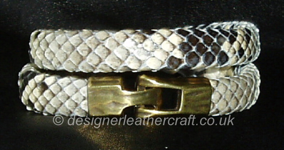 Mens Python Snakeskin Double  Wrap Bracelet 12mm