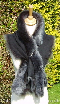Black BrisaToscana Shearling Lambskin Scarf