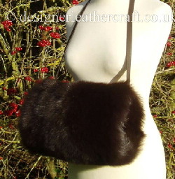 chocolate brown toscana shearling hand muff