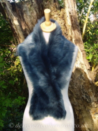 49 inch Dark Denim Blue Toscana Shearling Scarf S17