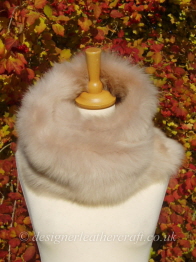 55 inch Marron Glace Toscana Shearling Scarf Worn as a Snood