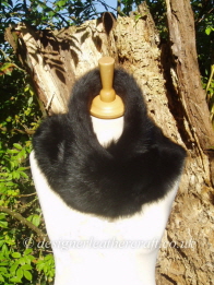 56 inch Black Toscana Shearling Scarf Worn as a Snood