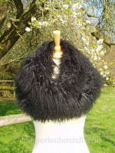 61 inch Black Mongolian Scarf Worn as a Snood