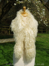 61 inch Cream Mongolian Scarf Knotted