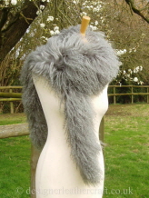 62 inch Grey Mongolian Sheepskin Scarf