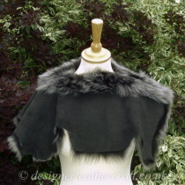 Reverse of Black Brisa Toscana Shearling Shoulder Shrug Sg2