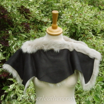 Reverse of Stone and Black Toscana Shearling Shoulder Shrug Sg5