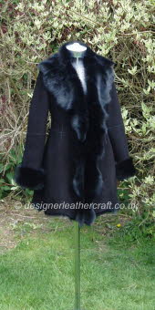 Short Toscana Shearling Coat in Black Suede Finish