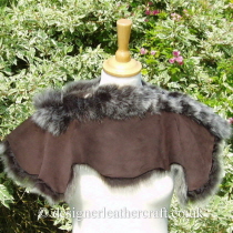 Suede Side of Dark Brown Brisa Toscana Shearling Shrug B