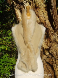 Suede Side of the 48 inch Biscuit Beige Toscana Shearling Scarf