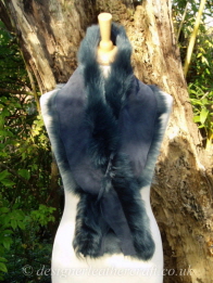 Suede Side of the 49 inch Dark Denim Blue Toscana Shearling Scarf