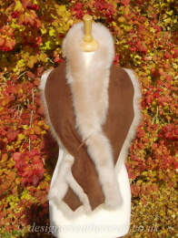 Suede Side of the 55 inch Marron Glace Toscana Shearling Scarf