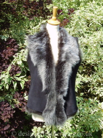 Toscana Shearling Waterfall Gilet in Black Brisa